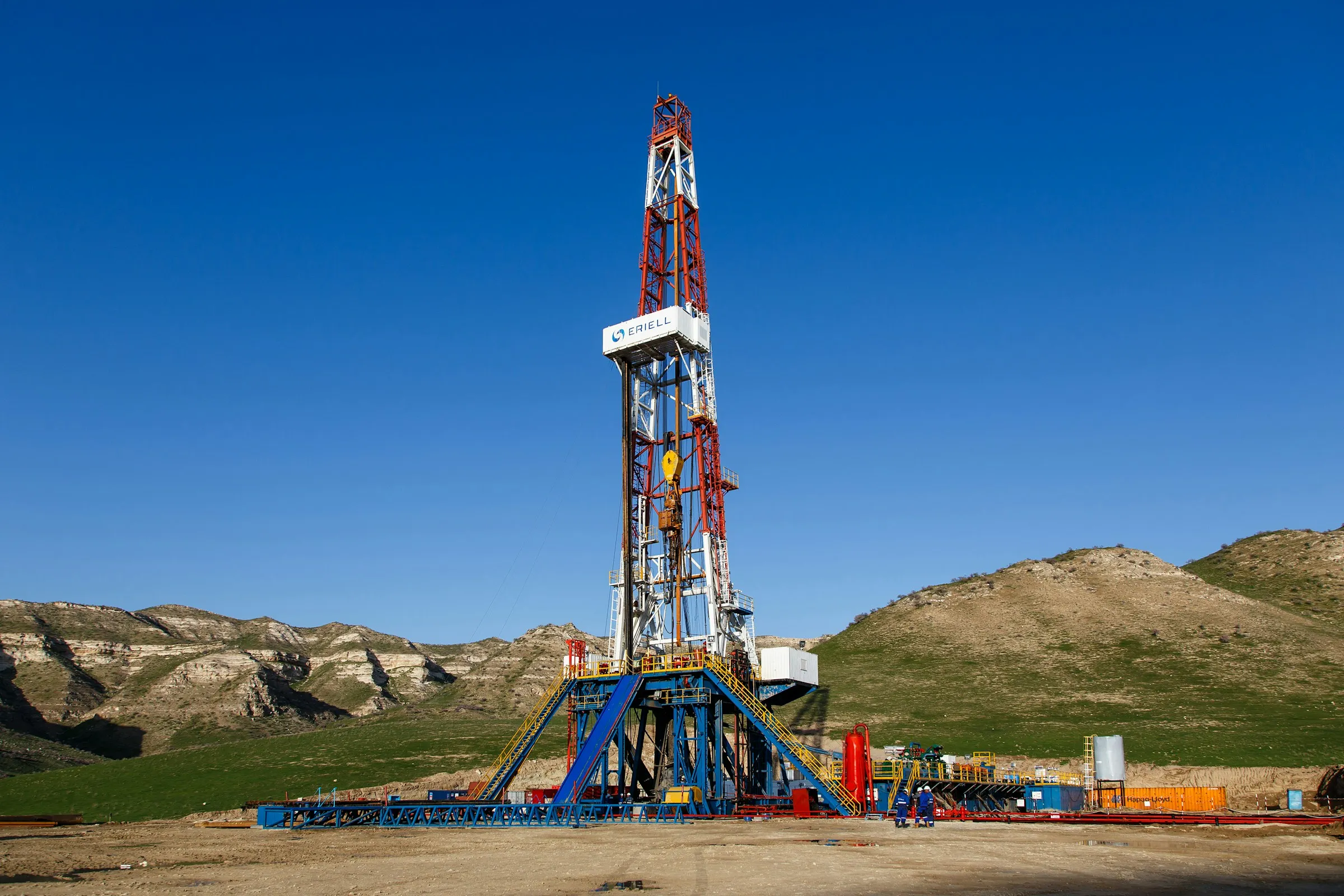 Drilling rig against a blue sky
